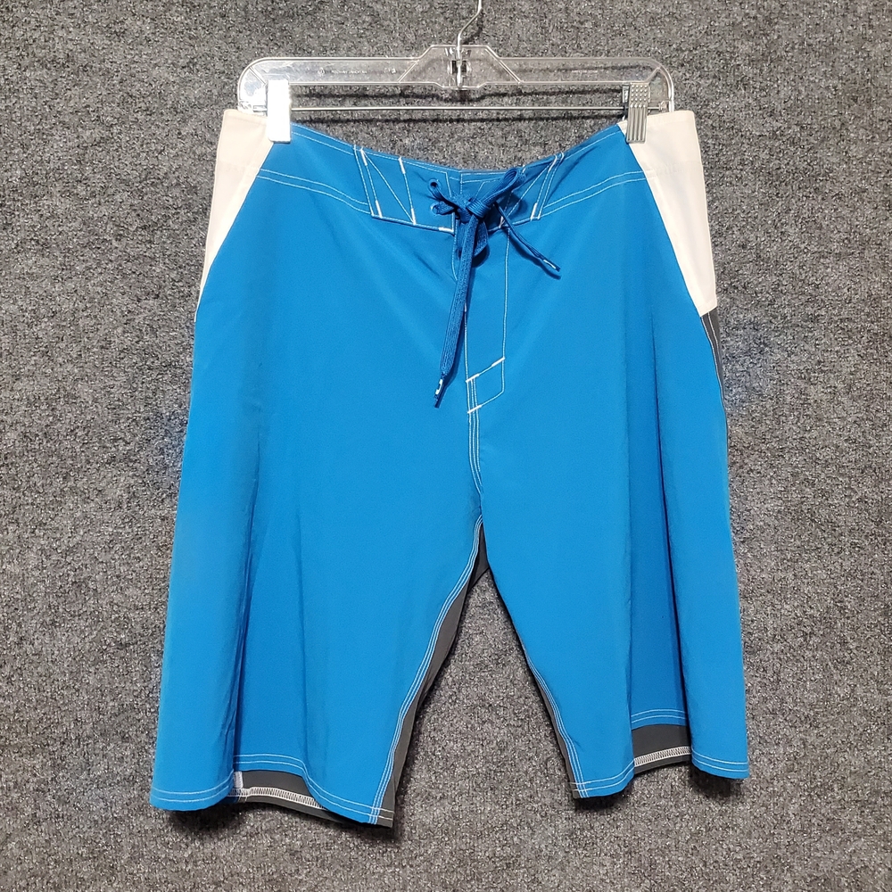 Oakley Sample Board Shorts Mens 34 Swim Trunks Blue Gray White Surfer Skate Rare